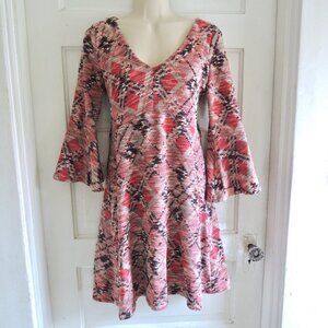 Anthro Maeve Red & Black Argyle Plaid Erina Bell Sleeve Dress XS *Fits S